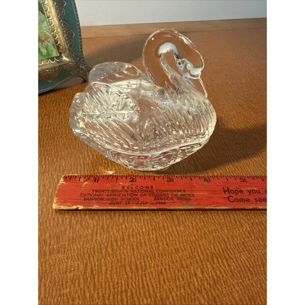 Anna Hutte‎ Bleikristall Swan Trinket Dish, 24% Lead Crystal, Germany Vintage